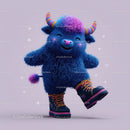 Colorful Animated Goat Character with Bright Horns and Joyful Expression
