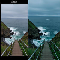 Before and after Pacific Ocean Lightroom preset edit