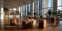 Spacious Modern Office with Large Windows and City View