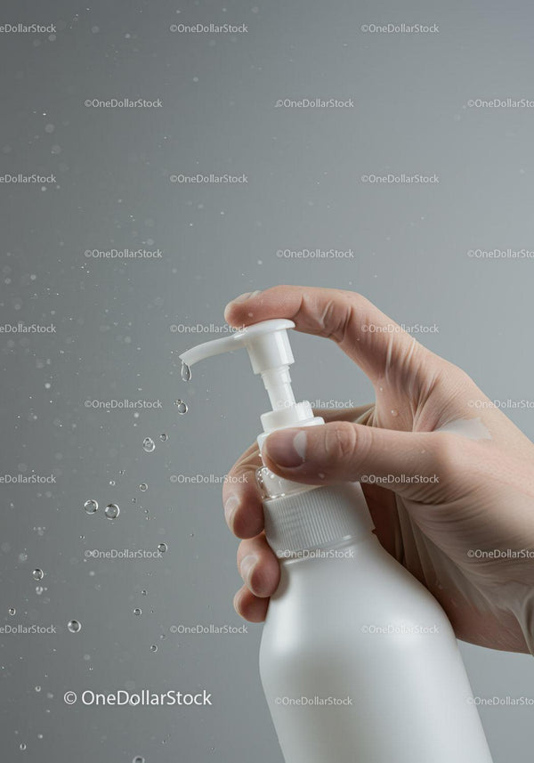 Hand Using Soap Dispenser for Hand Washing with Liquid Soap JPG Mockup Image