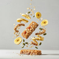 Healthy granola bars with dried banana and pumpkin seeds