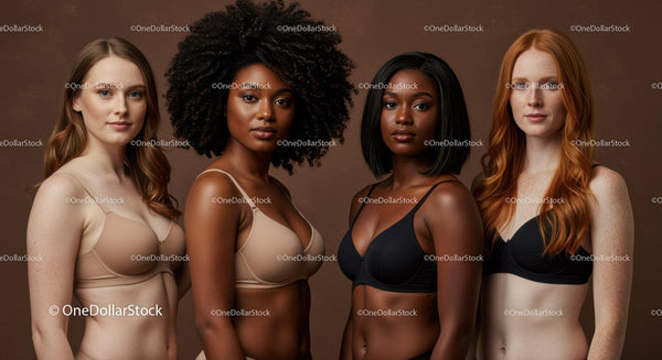 Diverse women in neutral tones embracing natural beauty