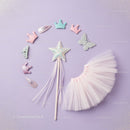 Delicate pastel fairy costume with star wand and clips