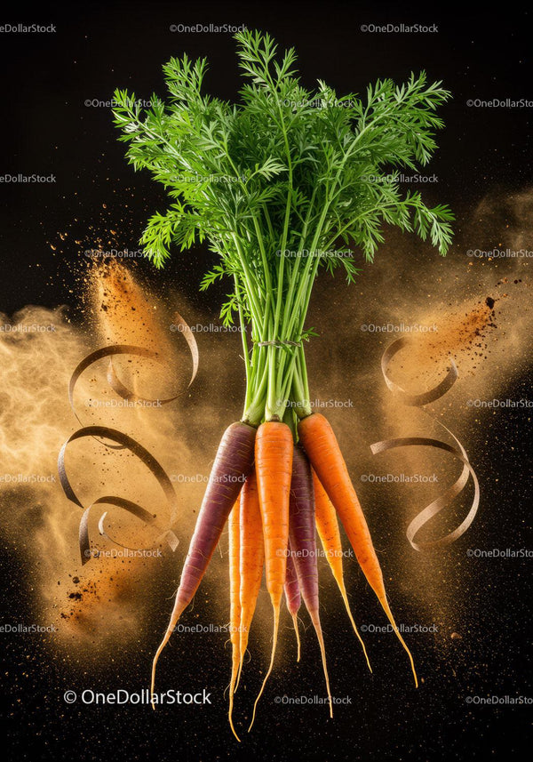 Fresh multicolor carrots with leafy green tops