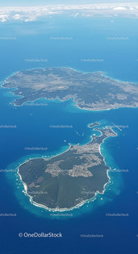Tropical Island Aerial View with Beaches and Lush Greenery