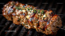 Juicy Grilled Meat Skewers with Charred Edges on Open Flame