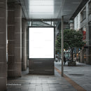 Blank urban billboard on modern city sidewalk