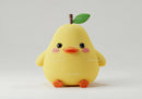 Yellow Plush Duck Toy with Green Leaf and Orange Beak