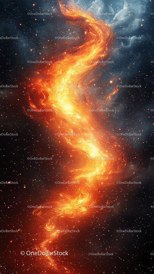 Vivid Cosmic Nebula with Swirling Galaxy and Bright Star Formation