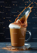 Cappuccino with frothy cream and cocoa splash