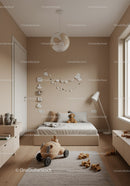 Cozy Children's Bedroom with Wall Decorations and Soft Lighting