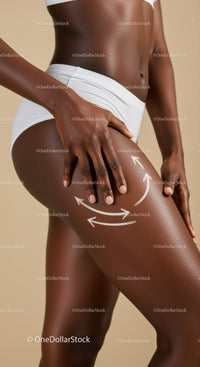 Athletic Woman Touching Thigh Showing Body Confidence and Fitness