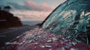 Abandoned Vintage Car with Broken Glass at Sunset