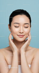 Portrait of an Asian Woman with Flawless Skin and Serene Smile