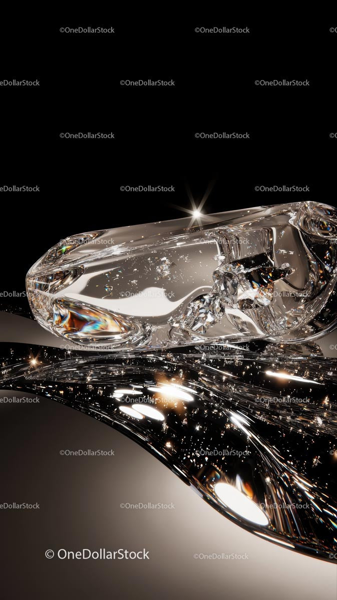 Elegant Crystal Ice Cube with Melting Surface for Luxury Design