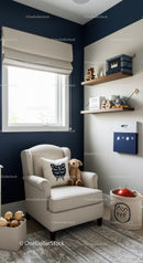 Modern Children's Room with Cozy Armchair and Wall Shelves