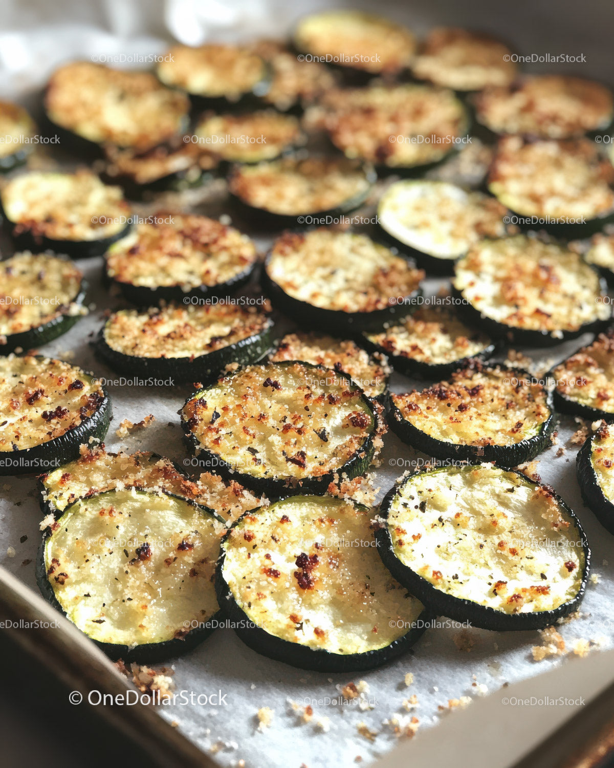 Baked Zucchini Slices with Crispy Breadcrumb Topping