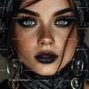 Close-up of Beautiful Woman with Blue Eyes and Bold Makeup
