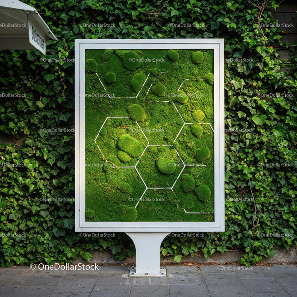 Artificial Moss Botanical Wall Art for Urban Decor JPG Mockup Image