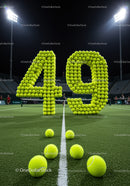 Forty Nine Shaped From Tennis Balls On Night Court