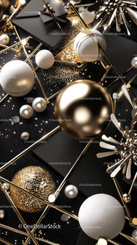 Elegant Gold and Black Geometric Decorative Scene