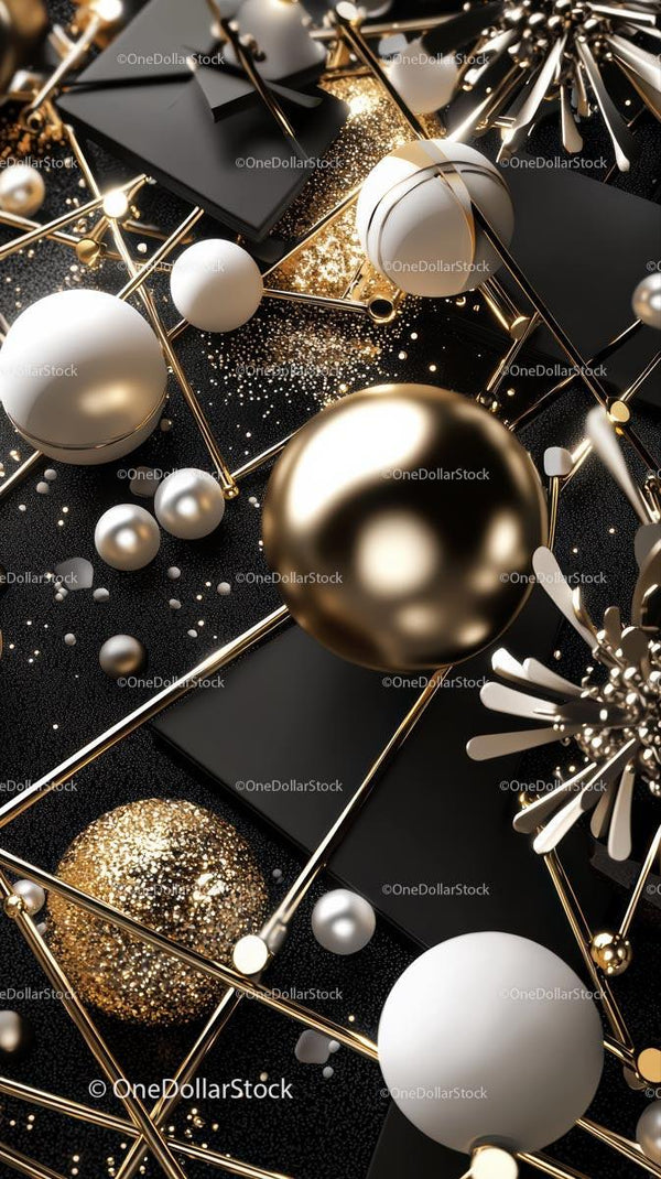 Elegant Gold and Black Geometric Decorative Scene