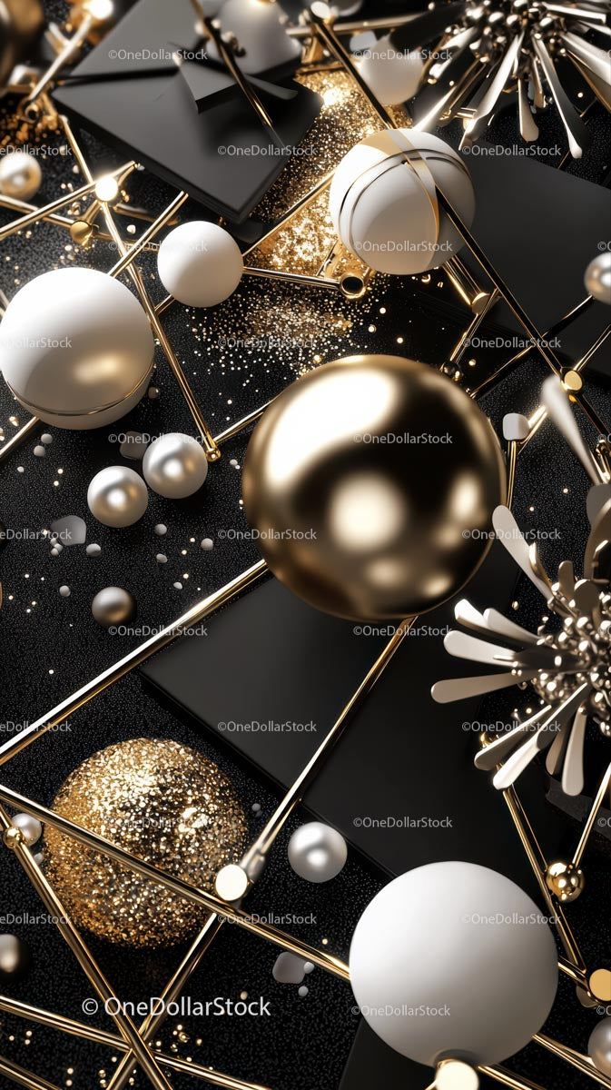 Elegant Gold and Black Geometric Decorative Scene