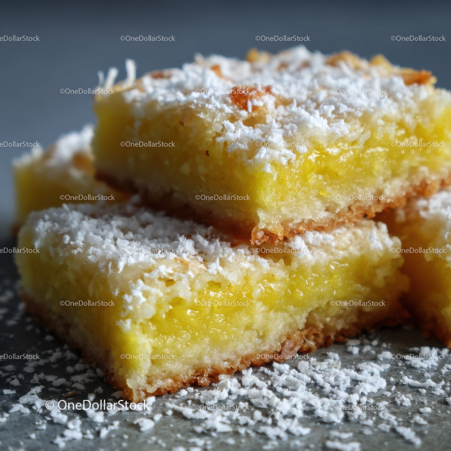 Lemon Bars with Powdered Sugar and Citrus Flavor