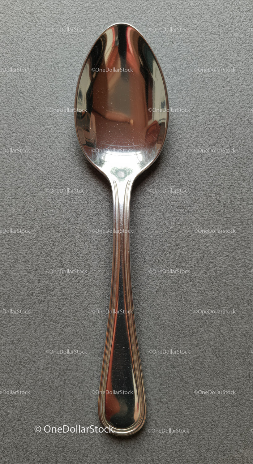Stainless Steel Spoon on Textured Gray Surface