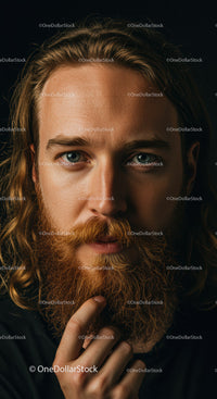 Thoughtful man with red beard and intense gaze
