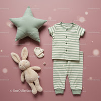 Cozy Baby Pajamas with Plush Bunny and Star Pillow