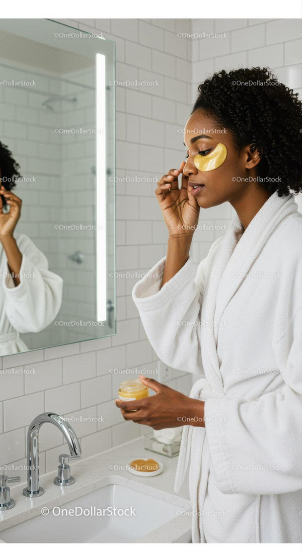 Woman Applying Facial Mask in Modern Bathroom for Skin Care and Relaxation
