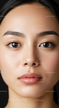 Close-Up Portrait of Elegant Young Woman with Flawless Skin