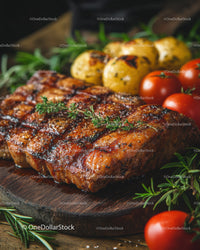 Juicy Grilled Steak with Cherry Tomatoes and Roasted Potatoes