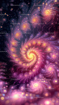 Vivid Cosmic Spiral Galaxy with Glowing Nebulae