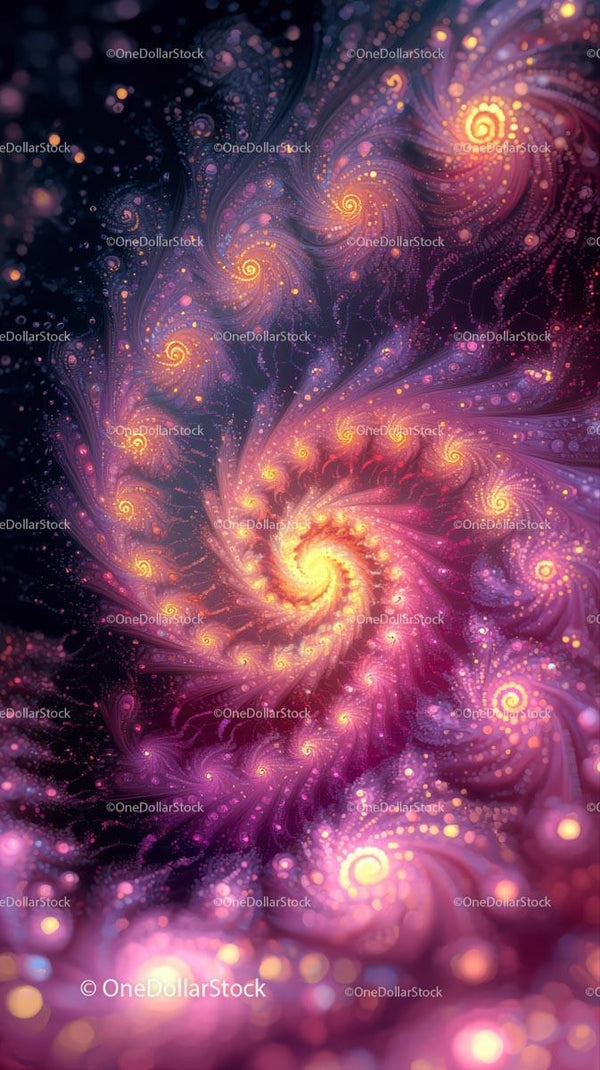 Żywa Kosmiczna Galaktyka Spiralna z Świecącymi Mgławicami