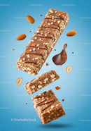 Chocolate Nut Bars with Almonds and Nut Pieces Floating