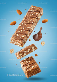 Chocolate Nut Bars with Almonds and Nut Pieces Floating