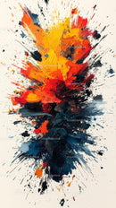 Bright Colorful Abstract Painting with Bold Orange and Blue Strokes