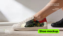 Beige shoe with red counter Editable PSD Mockup preview