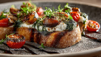 Gourmet Bruschetta with Cherry Tomatoes Basil and Cheese