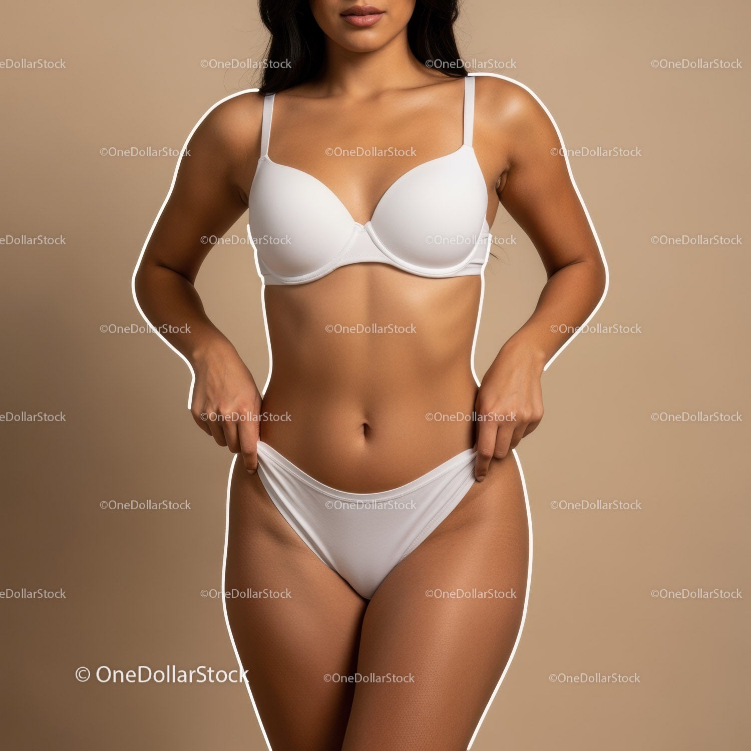 Elegant Woman in White Lingerie Showcasing Confidence and Style