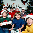 Group of Boys Celebrating Christmas with Gifts