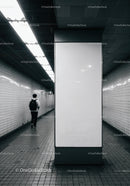 Urban Subway Tunnel with Solo Commuter and Modern Architecture