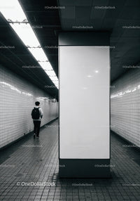 Urban Subway Tunnel with Solo Commuter and Modern Architecture