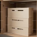 Minimalist Beige Storage Boxes in Wooden Closet for Organization