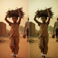 Before and after Documentary Lightroom preset edit