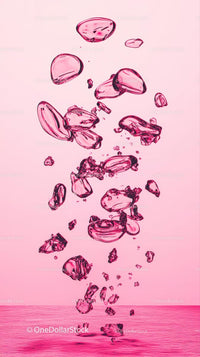 Pink Glass Shards Falling in Artistic Suspension