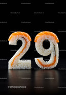 Creative sushi numbers 29 with salmon and rice
