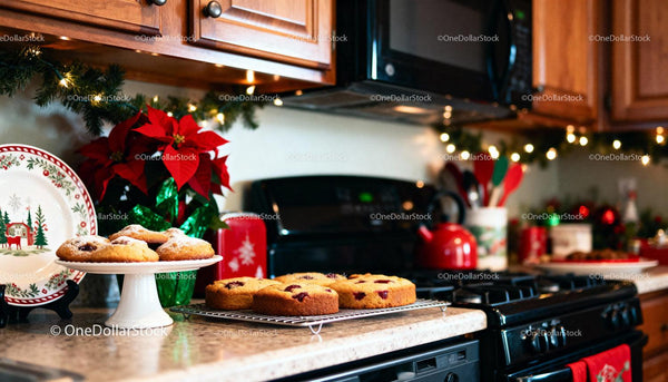 Festive Holiday Kitchen with Freshly Baked Cookies